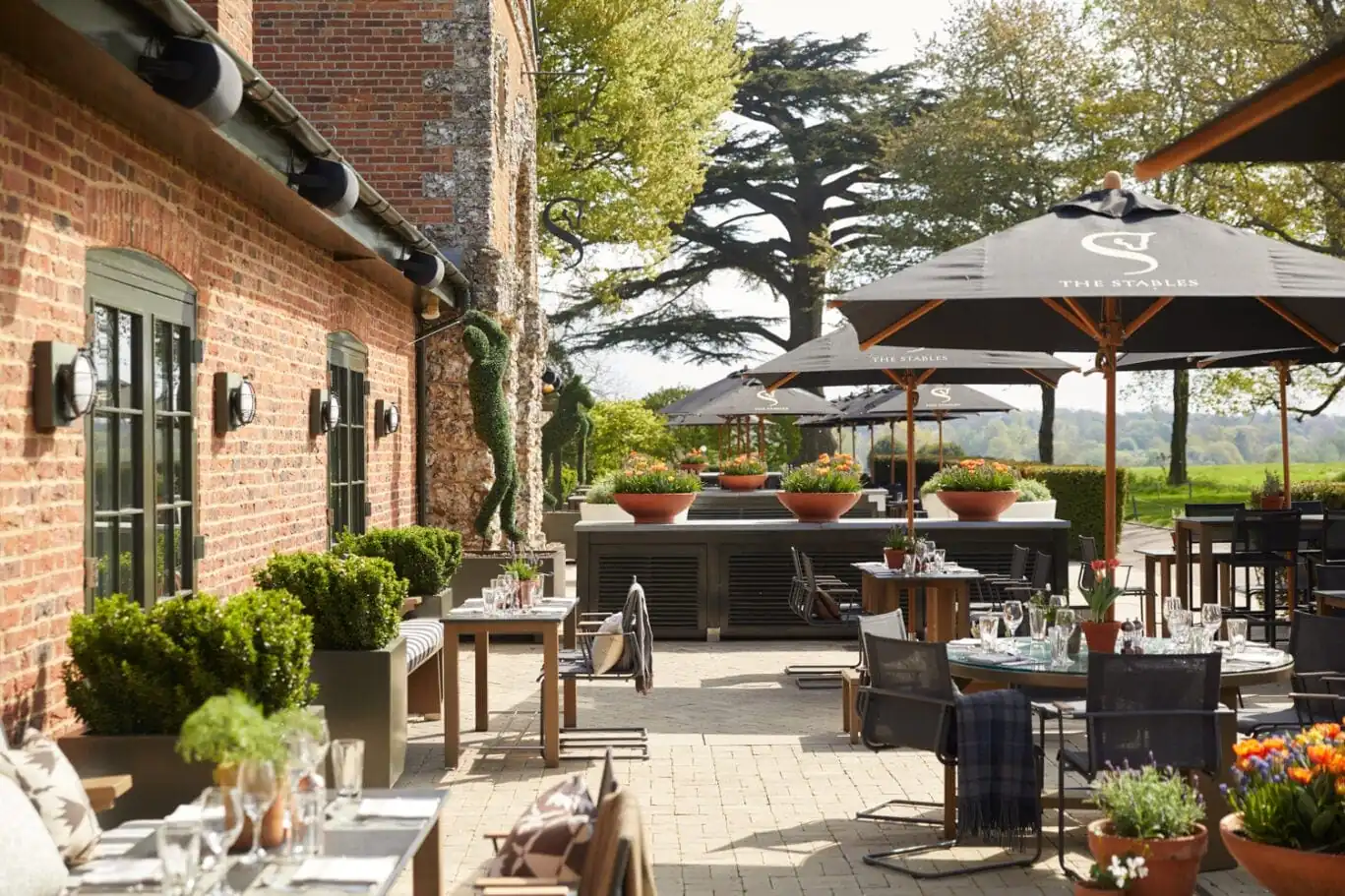 outdoor dining at The Stables